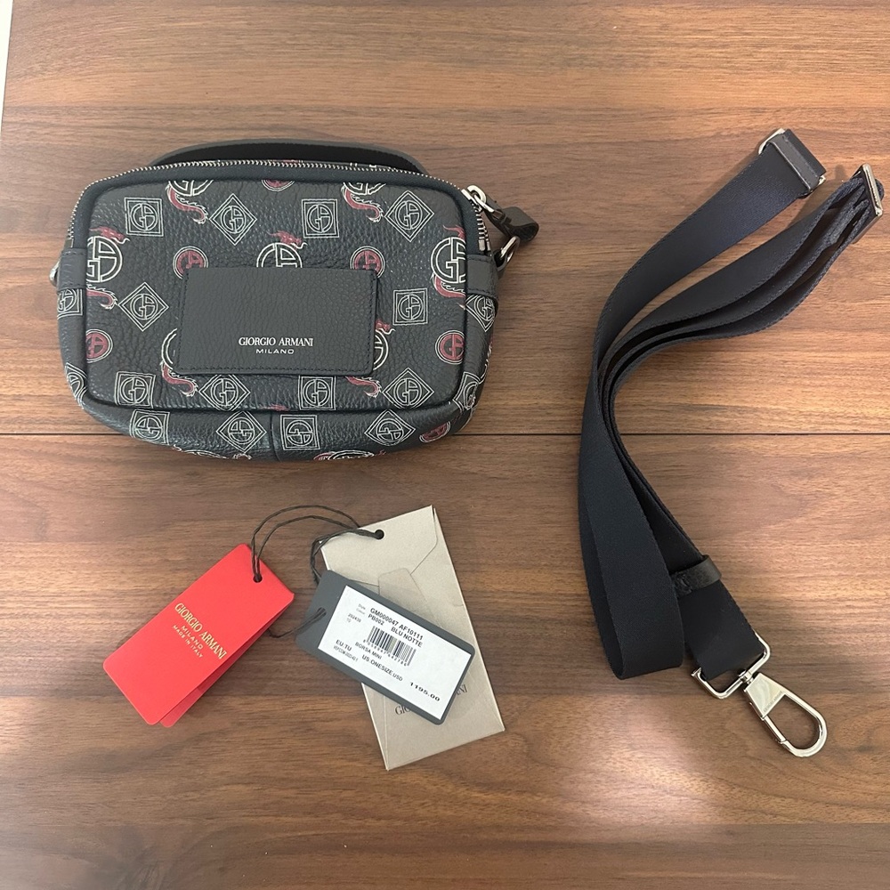 Giorgio Armani Black and Red Belt Bag